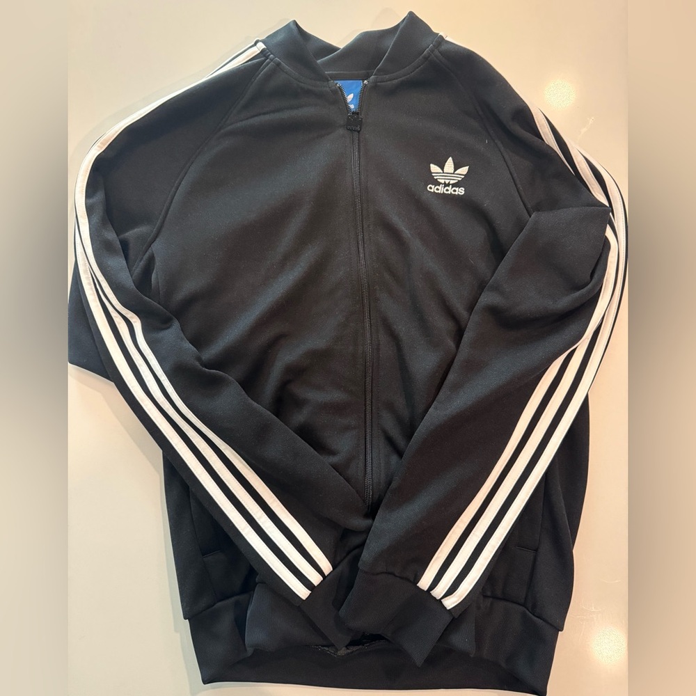 Adidas Men's Black Track Jacket in size medium